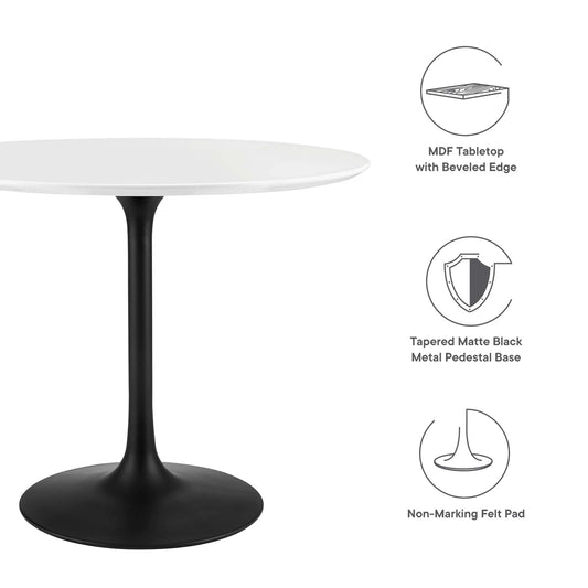 Lippa 36" Wood Dining Table in White Black By Modway