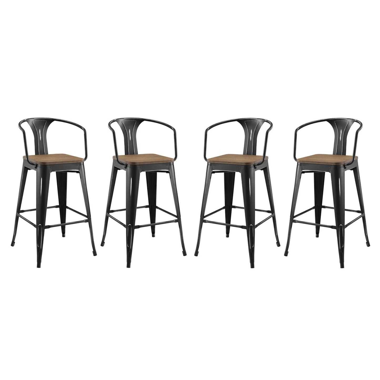 Promenade Bar Stool Set of 4 Black by Modway