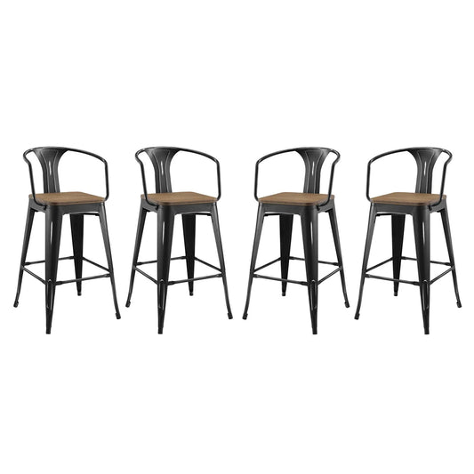 Promenade Bar Stool Set of 4 Black by Modway