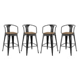 Promenade Bar Stool Set of 4 Black by Modway