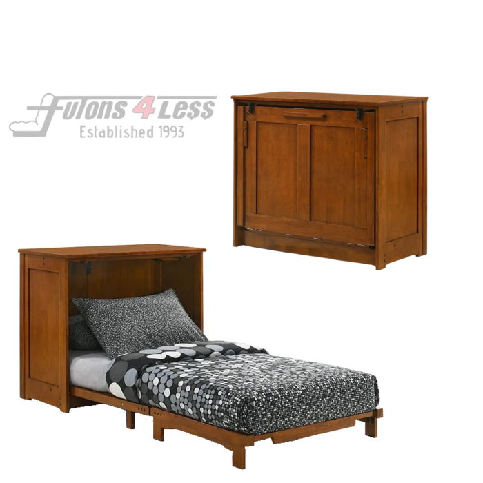 Night and Day Orion Cherry Twin Murphy Cabinet Bed In A Box