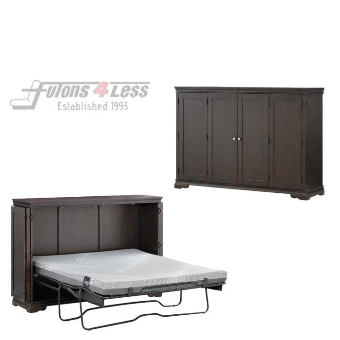 Night & Day San Sebastian Cabinet Murphy Bed In Box Queen Espresso with Sealy Gel Memory Foam Mattress