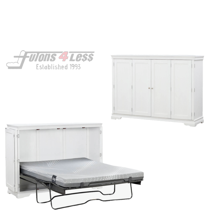 Night & Day San Sebastian Cabinet Murphy Bed In Box Queen White with Sealy Gel Memory Foam Mattress