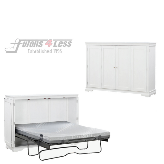 Night & Day San Sebastian Cabinet Murphy Bed In Box Queen White with Sealy Gel Memory Foam Mattress