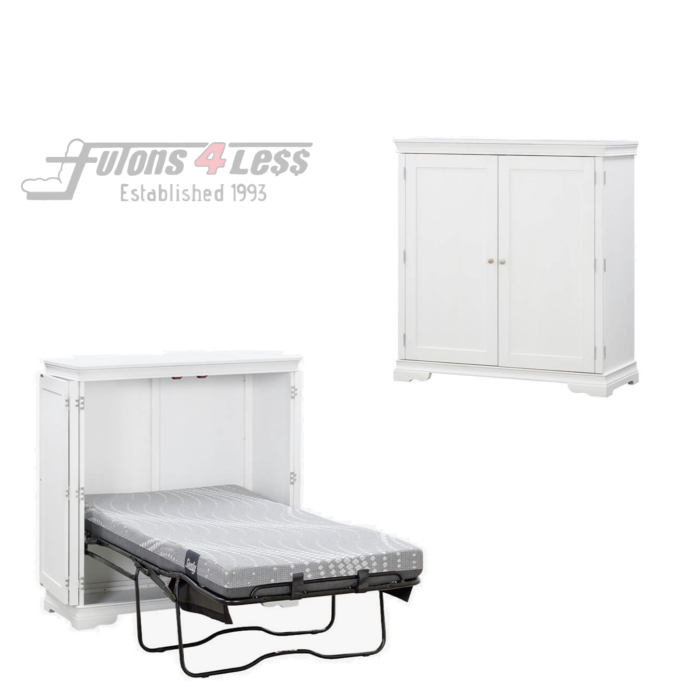 Night & Day San Sebastian Cabinet Murphy Bed In Box Twin White with Sealy Gel Memory Foam Mattress