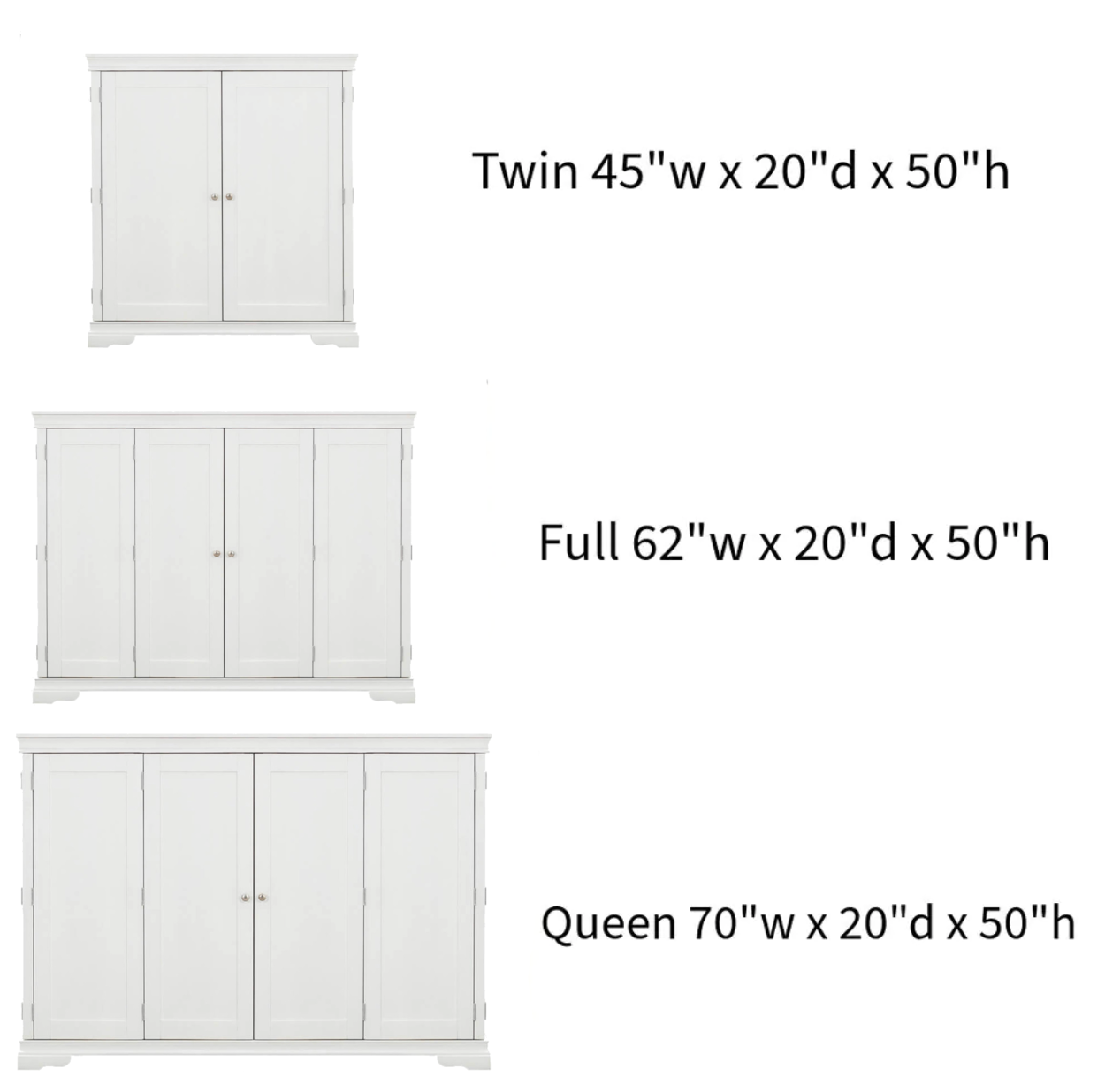 Night & Day San Sebastian Cabinet Murphy Bed In Box Twin White with Sealy Gel Memory Foam Mattress