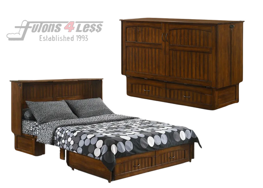 Night and Day Alpine Heritage Brown Queen Murphy Cabinet Bed In A Box