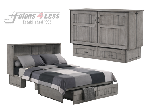 Night and Day Alpine Rustic Gray Queen Murphy Cabinet Bed In A Box