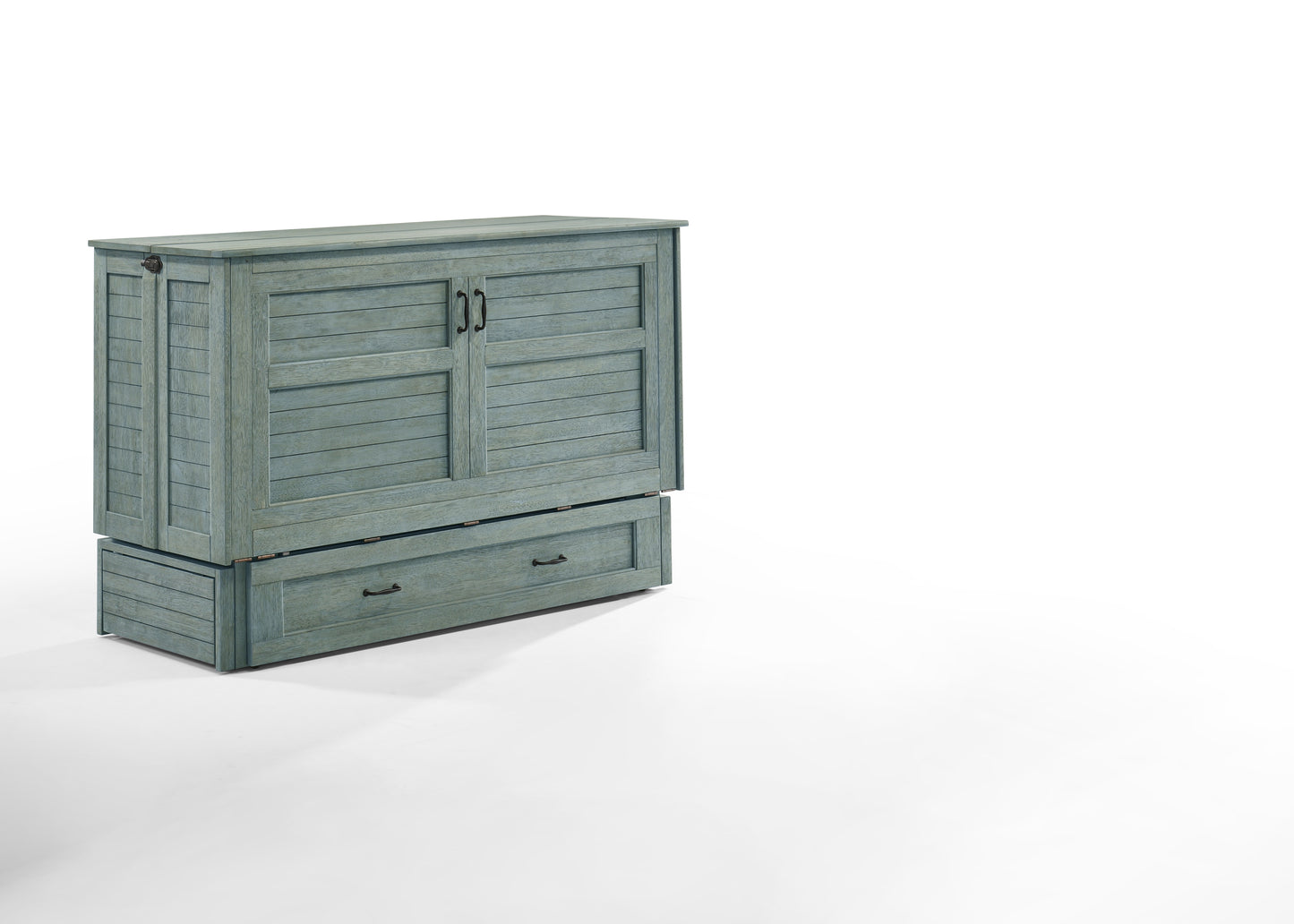 Night & Day Poppy Antique Blue Queen Murphy Cabinet Bed In A Box