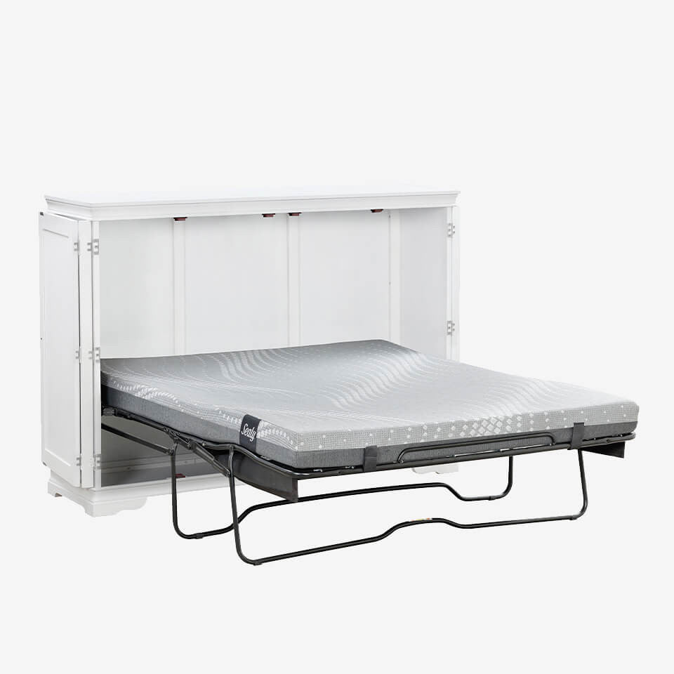 Night & Day San Sebastian Cabinet Murphy Bed In Box Full White with Sealy Gel Memory Foam Mattress
