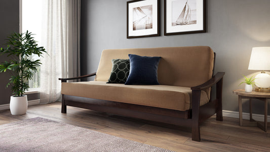 Pagoda Black Walnut Full Wall Hugger Futon Frame