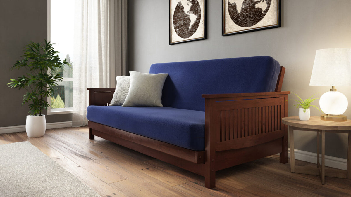 Tiro Dark Cherry Queen Wall Hugger Futon Frame