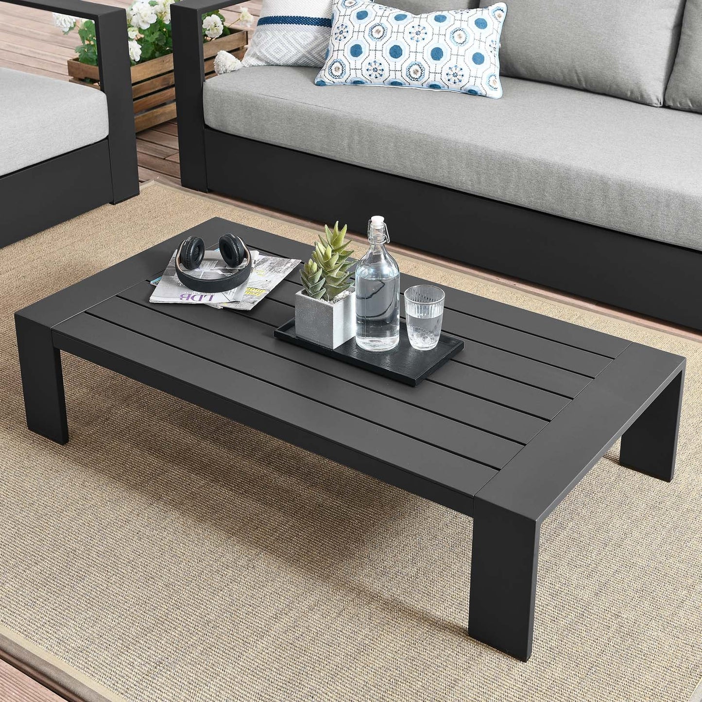 Tahoe Outdoor Patio Powder-Coated Aluminum Coffee Table By Modway