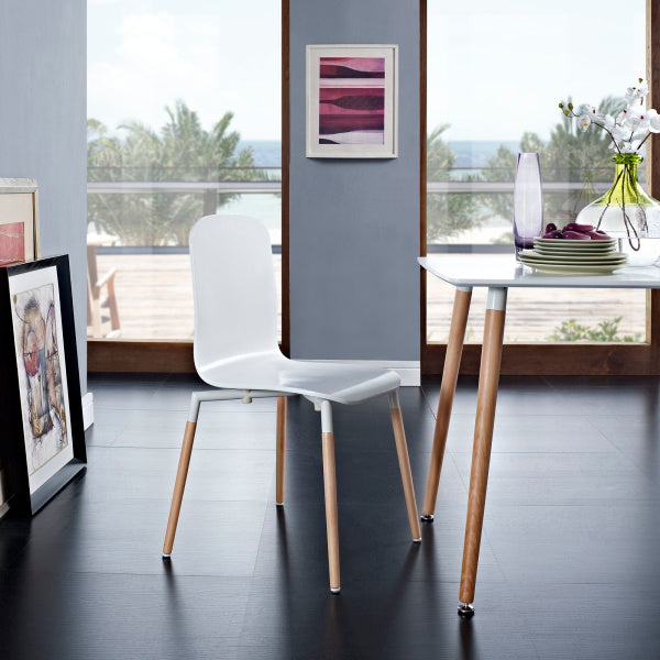 Stack Dining Wood Side Chair White by Modway