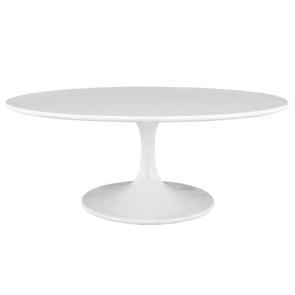 Lippa 42" Oval-Shaped Wood Top Coffee Table in White By Modway