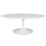 Lippa 42" Oval-Shaped Wood Top Coffee Table in White By Modway