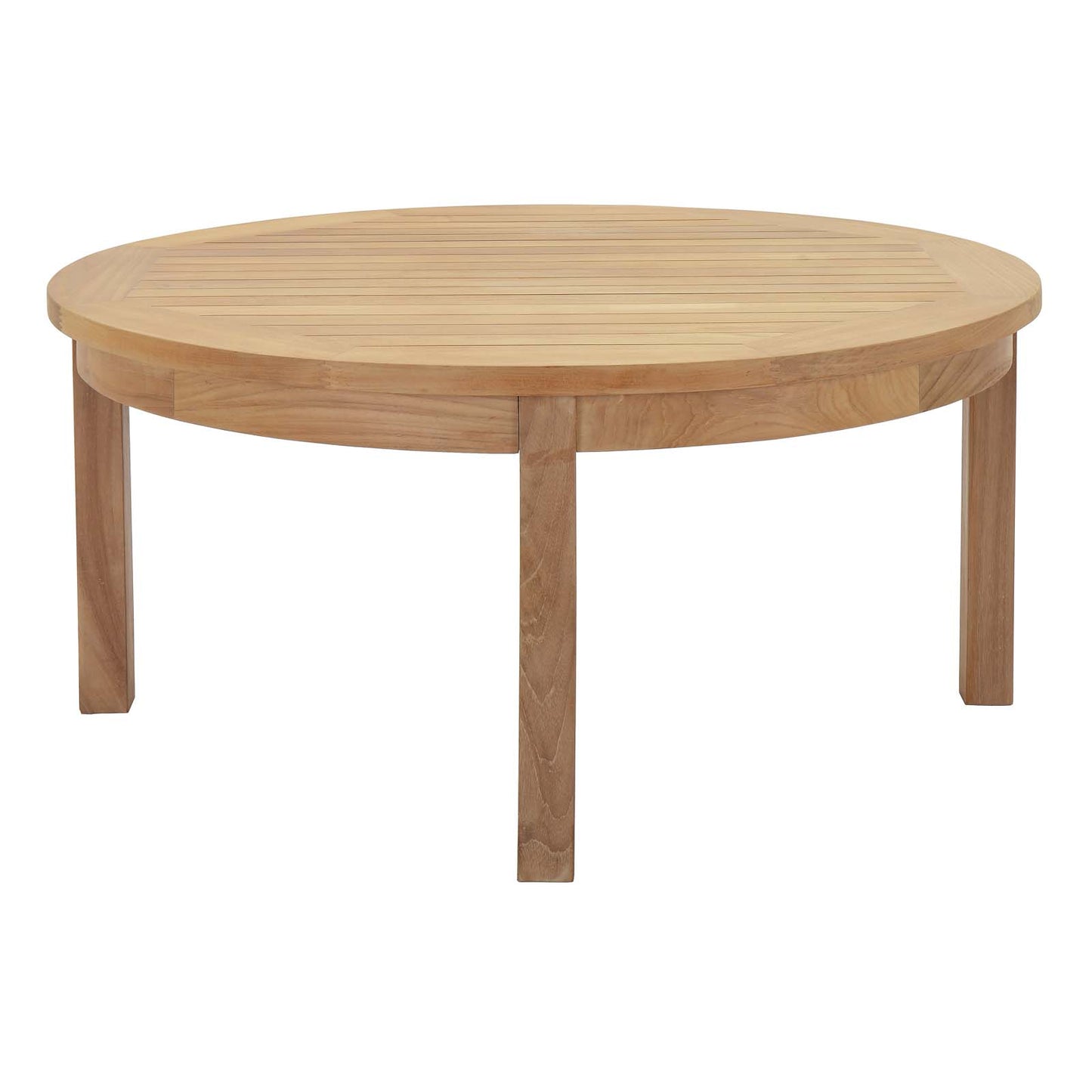 Marina Outdoor Patio Teak Round Coffee Table Natural by Modway