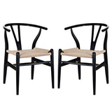Amish Dining Armchair Set of 2 Black by Modway