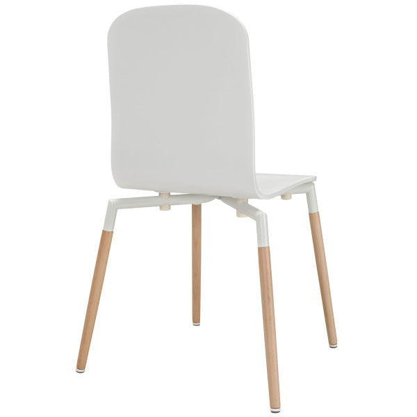 Stack Dining Chairs Wood Set of 2 White by Modway