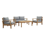 Marina 4 Piece Outdoor Patio Teak Set Arm Chairs by Modway