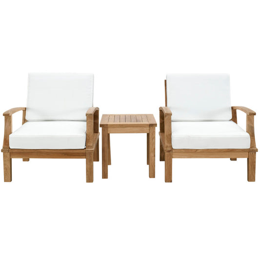 Marina 3 Piece Outdoor Patio Teak Set Arm Chairs by Modway
