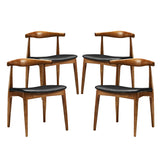 Tracy Dining Chairs Wood Set of 4 Black by Modway