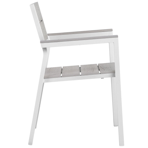 Maine 7 Piece Outdoor Patio Dining Set White Light Gray By Modway