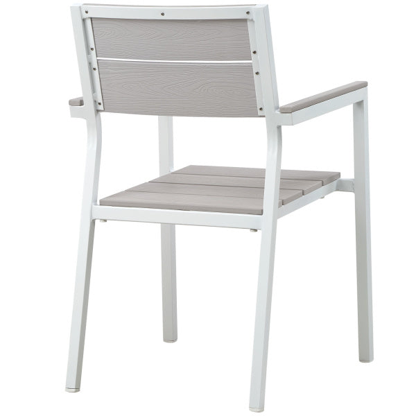 Maine 7 Piece Outdoor Patio Dining Set White Light Gray By Modway