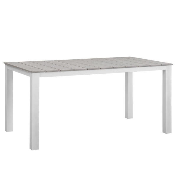 Maine 7 Piece Outdoor Patio Dining Set White Light Gray By Modway