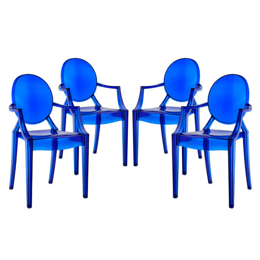 Casper Dining Armchairs Set of 4 Blue by Modway