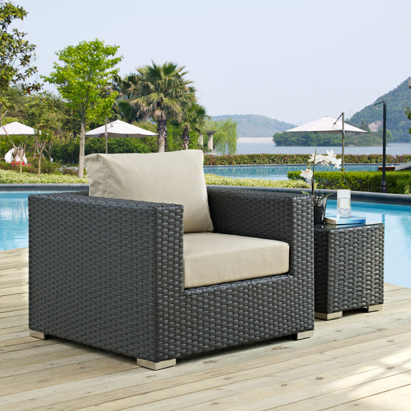 Sojourn Outdoor Patio Sunbrella Armchair in Canvas by Modway