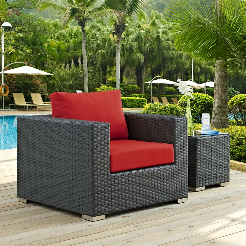 Sojourn Outdoor Patio Sunbrella Armchair in Canvas by Modway