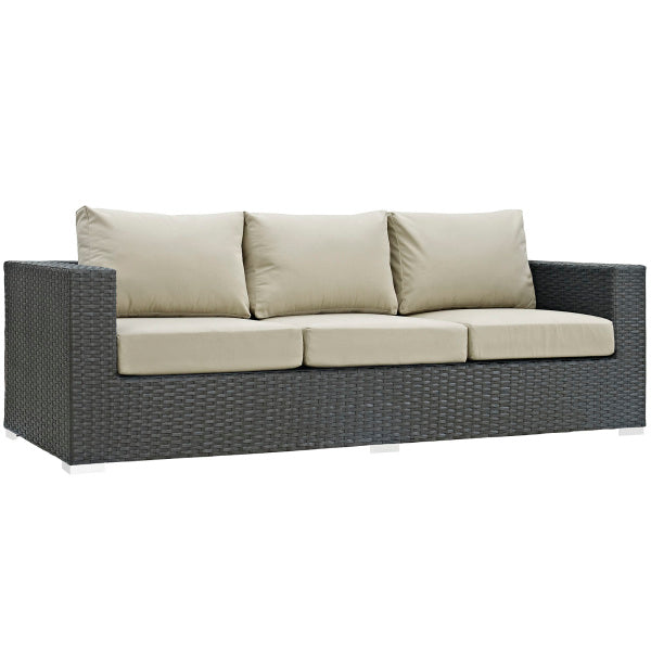 Sojourn Outdoor Patio Sunbrella Sofa in Canvas Tuscan by Modway