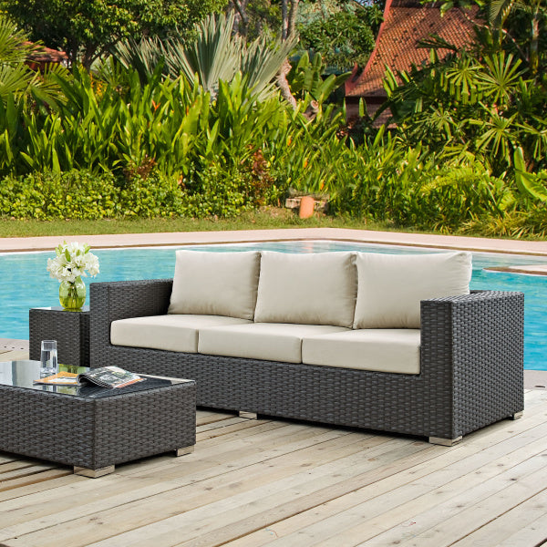 Sojourn Outdoor Patio Sunbrella Sofa in Canvas Tuscan by Modway