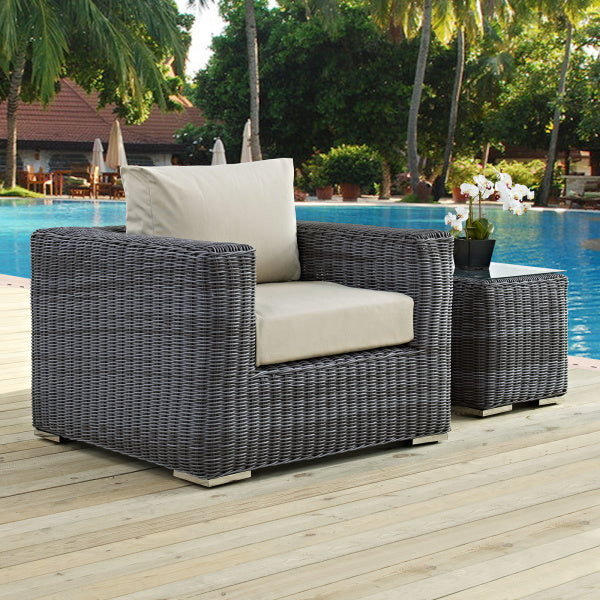 Summon Outdoor Patio Fabric Sunbrella Armchair in Canvas by Modway