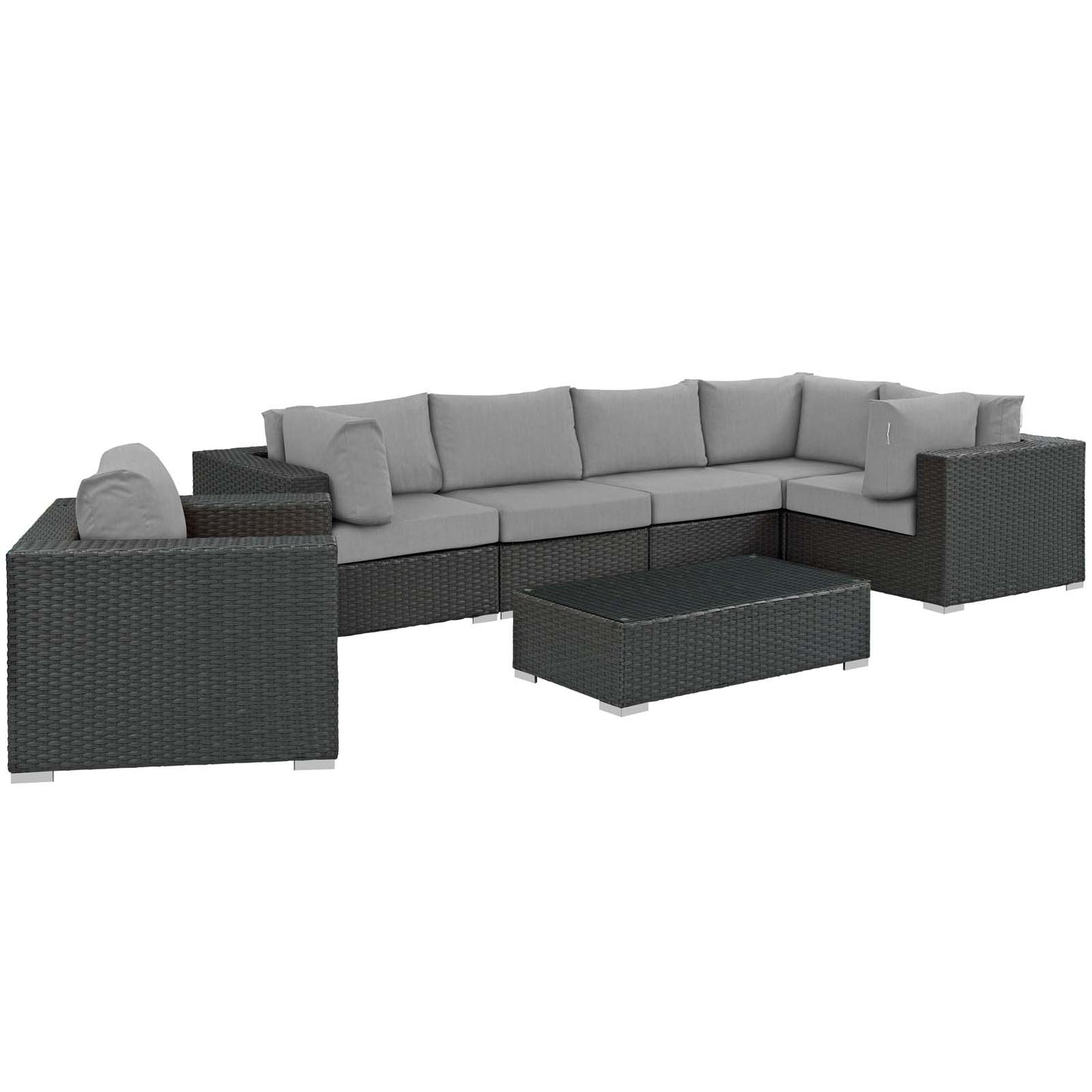 Sojourn 7 Piece Outdoor Patio Sunbrella Sectional Set by Modway