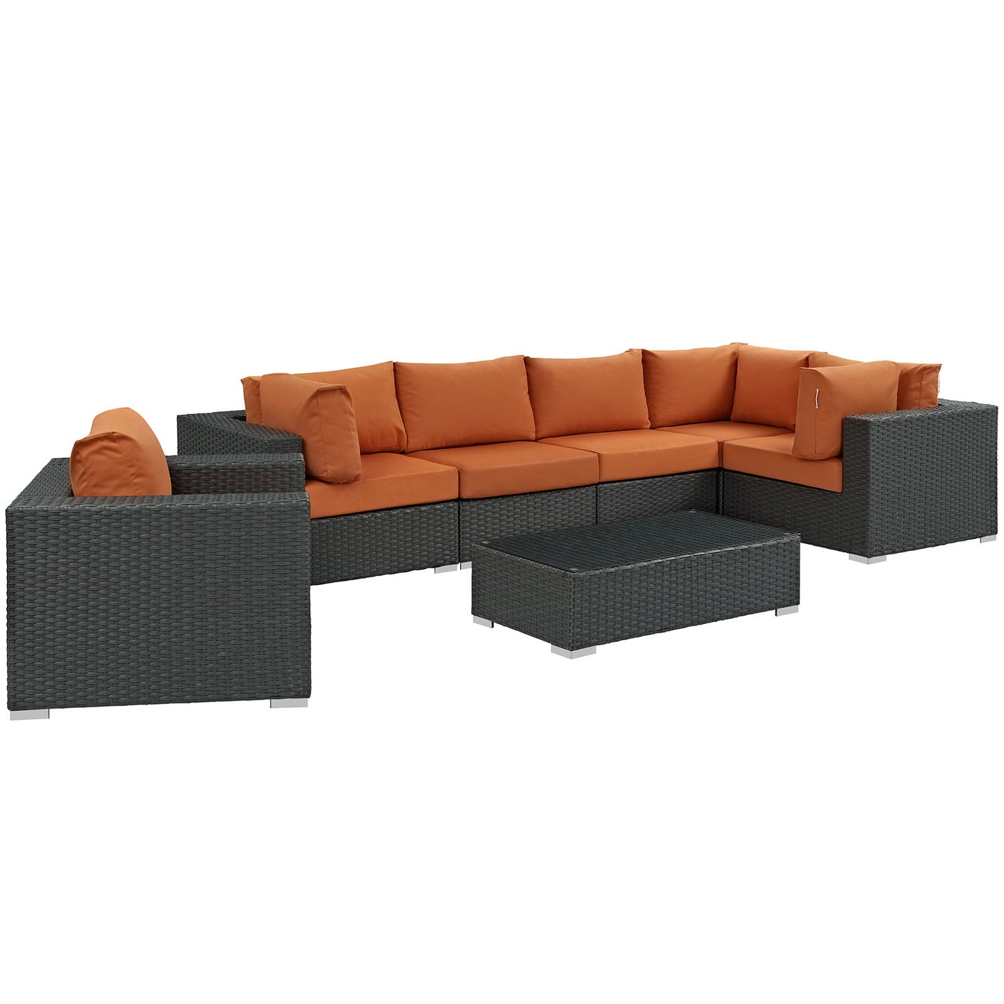 Sojourn 7 Piece Outdoor Patio Sunbrella Sectional Set by Modway