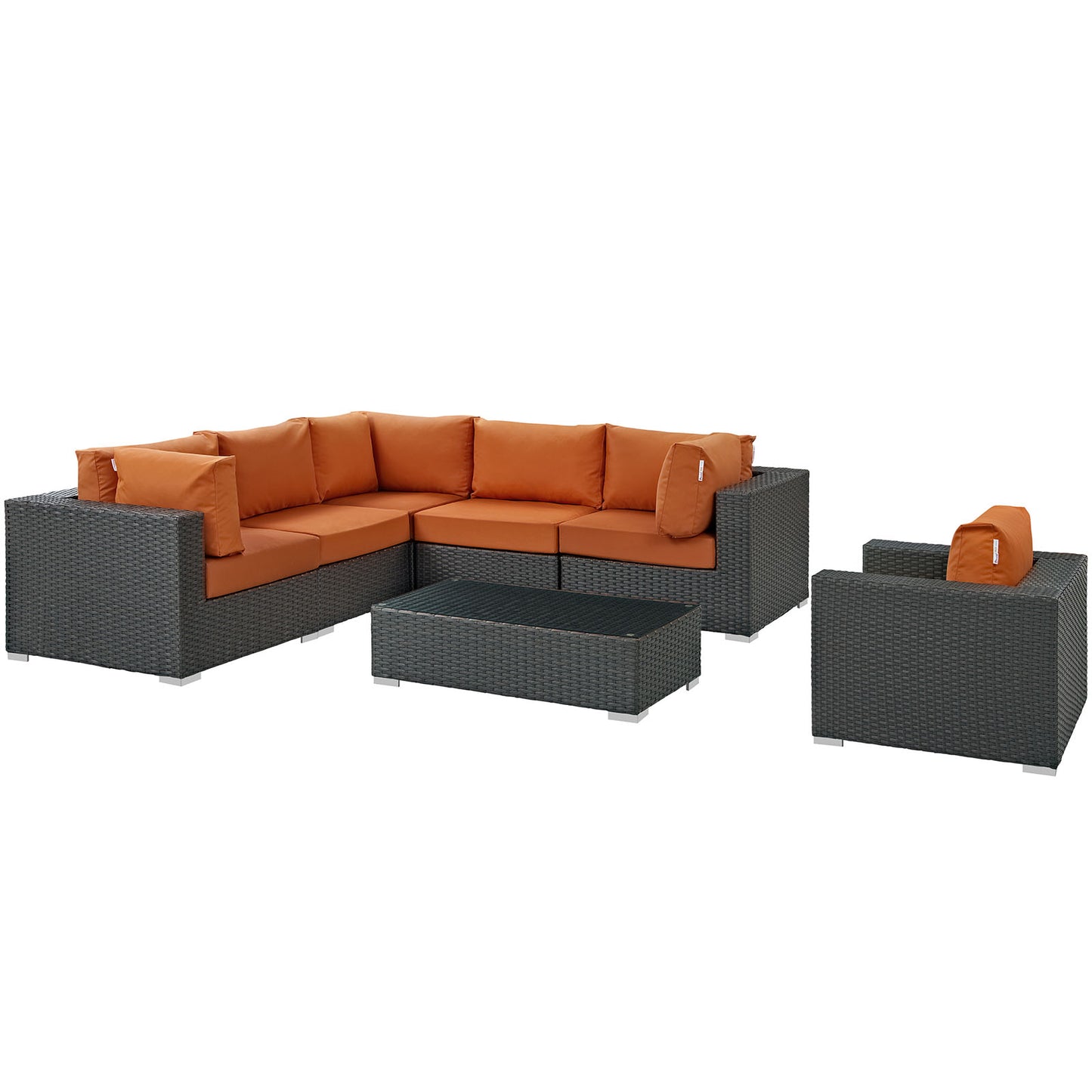 Sojourn 7 Piece Outdoor Patio Sunbrella Sectional Set by Modway
