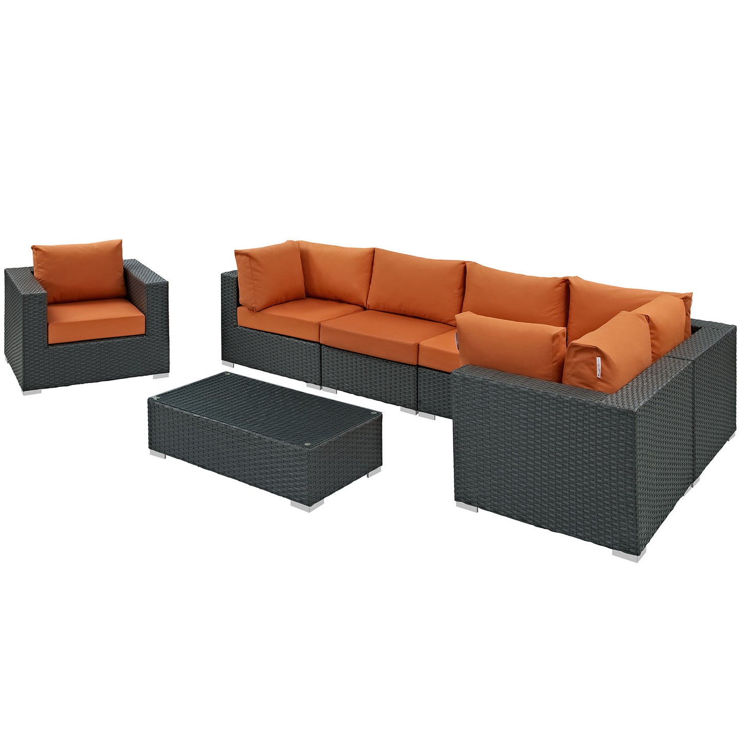Sojourn 7 Piece Outdoor Patio Sunbrella Sectional Set by Modway