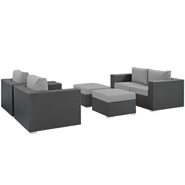 Sojourn 5 Piece Outdoor Patio Sunbrella Sectional Set by Modway