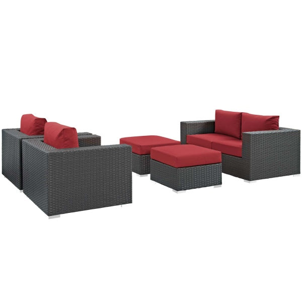 Sojourn 5 Piece Outdoor Patio Sunbrella Sectional Set by Modway
