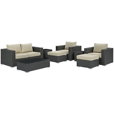 Sojourn 8 Piece Outdoor Patio Sunbrella Sectional Set by Modway