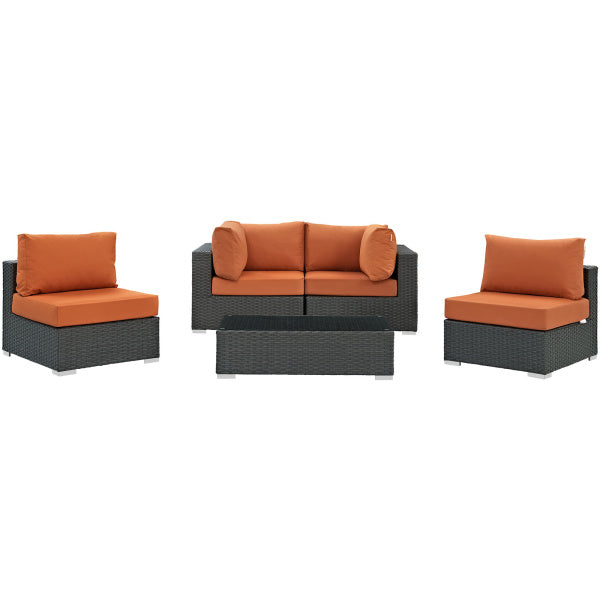 Sojourn 5 Piece Outdoor Patio Sunbrella Sectional Set by Modway