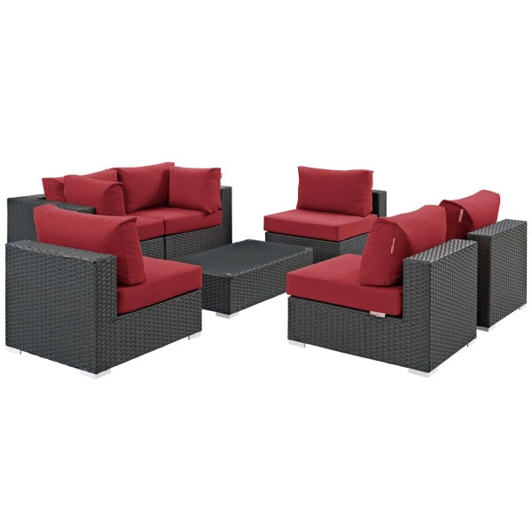 Sojourn 7 Piece Outdoor Patio Sunbrella Sectional Set by Modway