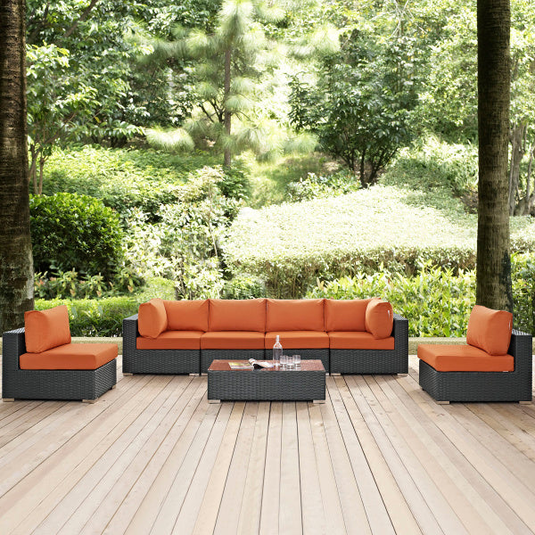 Sojourn 7 Piece Outdoor Patio Sunbrella Sectional Set by Modway