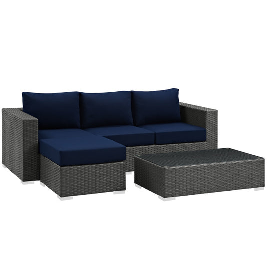 Sojourn 3 Piece Outdoor Patio Sunbrella Sectional Set by Modway