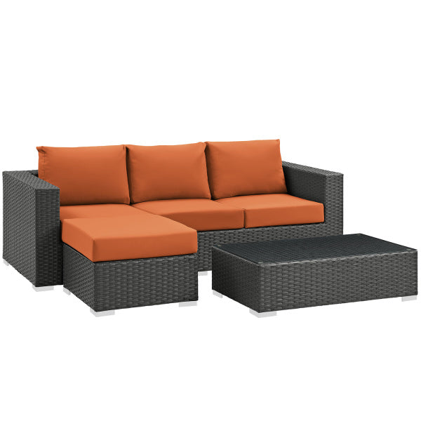 Sojourn 3 Piece Outdoor Patio Sunbrella Sectional Set by Modway