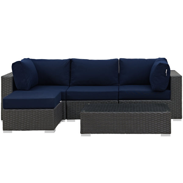 Sojourn 5 Piece Outdoor Patio Sunbrella Sectional Set by Modway