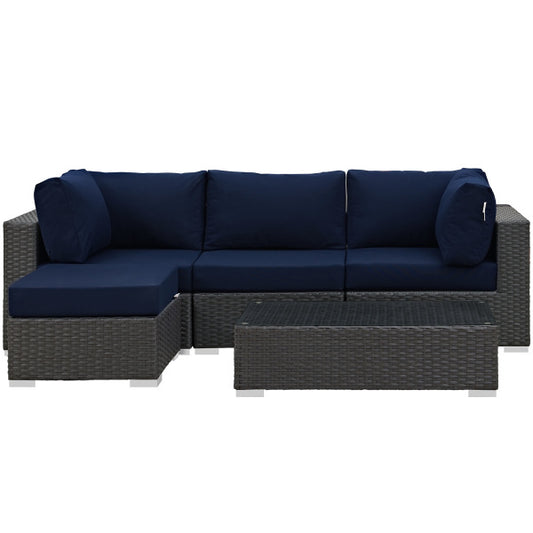 Sojourn 5 Piece Outdoor Patio Sunbrella Sectional Set by Modway