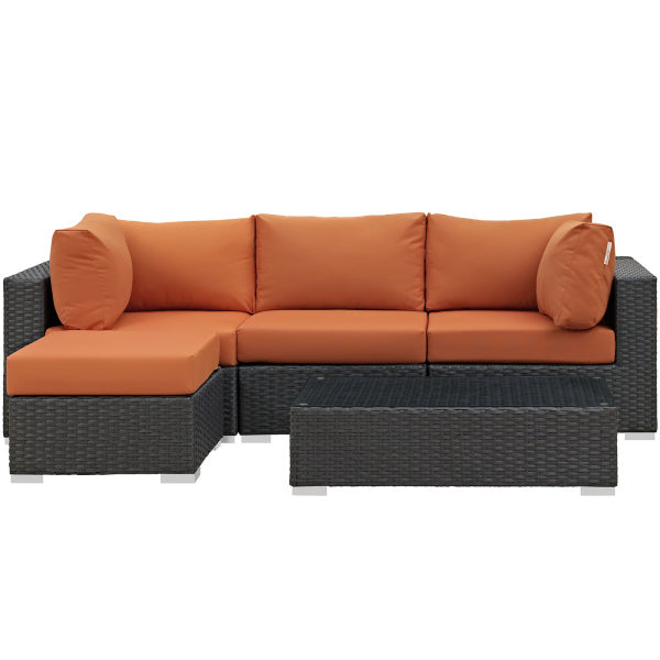 Sojourn 5 Piece Outdoor Patio Sunbrella Sectional Set by Modway